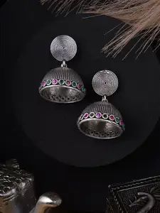Adwitiya Collection Silver-Plated Dome Shaped Jhumkas