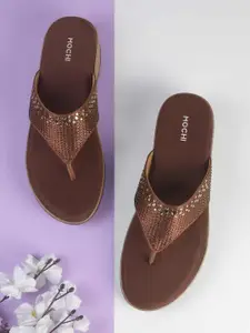 Mochi Women Embellished Open Toe Flats