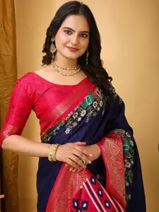 KALINI Woven Design Kalamkari Sungudi Saree