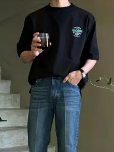 StyleCast Men Typography Printed Round Neck Cotton Oversized T-shirt