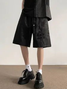 StyleCast Men Black Self Design Knee Length Shorts