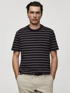 MANGO MAN Striped Pure Cotton T-shirt
