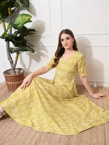 DECKEDUP Tribal Print Fit & Flare Maxi Dress