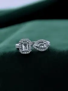 Voylla Sparkling Elegance Radiant Silver American Diamond Ring