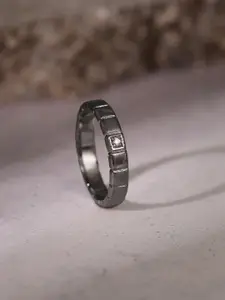 GIVA Men 925 Sterling Silver Rhodium-Plated Warrior Will Ring Fixed Size Indian - 20