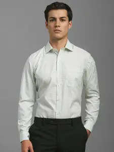 Louis Philippe Men Classic Fit  Spread Collar Micro Checked Cotton Formal Shirt