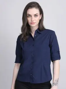 Blue Ronin Women Spread Collar Solid Cotton Formal Shirt