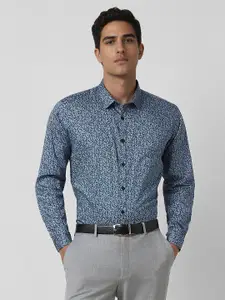 V Dot Men Slim Fit Spread Collar Floral Printed Cotton Formal Shirt