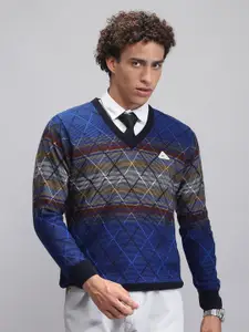 Monte Carlo Men Chevron Printed Woollen Pullover Sweater