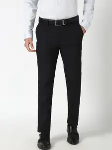 Peter England Men Slim Fit Mid-Rise Formal Trousers