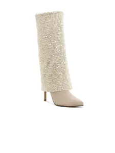London Rag Women Sequinned Fold-Over Calf Boots