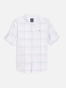 Allen Solly Junior Boys Spread Collar Windowpane Checked Cotton Casual Shirt