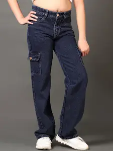V-Mart Girls High-Rise Cotton Denim Cargo Styles Jeans