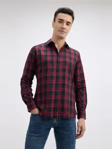 Pepe Jeans Men Spread Collar Tartan Checked Cotton Casual Shirt