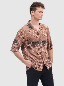 Snitch Men Relaxed Fit Cuban Collar Floral Printed Casual Shirt
