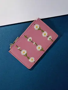 Accessorize Women Embroidered Daisy Card Holder