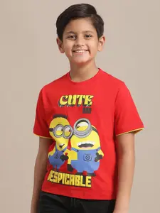 Kids Ville Boys Minions Graphic Printed Round Neck Cotton T-shirt