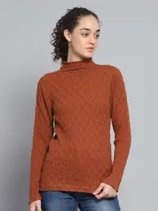 Monte Carlo Women Woollen High Neck Full Sleeve Pullover Sweater