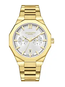 Lee Cooper Men Brass Dial & Stainless Steel Bracelet Style Straps Analogue Multi Function Watch LC08018.130