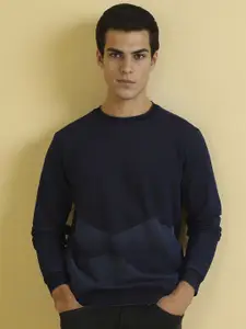 Allen Solly Men Pure Cotton Self Design Round Neck Sweatshirt
