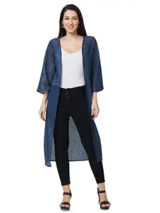 Iti Geometric Self Design Longline Open Front Shrug