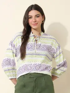 U.S. Polo Assn. Women Ethnic Motifs Printed Tie-Up Top