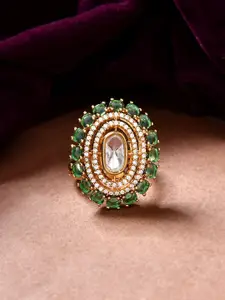 Voylla Kundan Opulance Smarag Emerald Ring