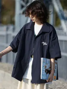 StyleCast Women Standard Oversized Fit Spread Collar Solid Casual Shirt