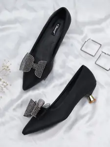 Sherrif Shoes Kitten Heel Pumps with Bows