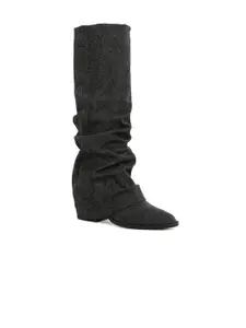 London Rag Women Fold-Over Slouchy Denim Boots