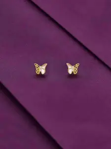 KAI JEWEL 92.5 Sterling Silver Gold-Plated Cubic Zirconia Buterfly Minimalistic Studs