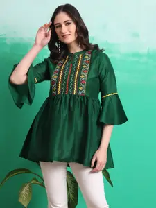 Sangria Embroidered Peplum Top