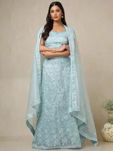 Soch Embellished Mirror Work Unstitched Lehenga & Blouse With Dupatta