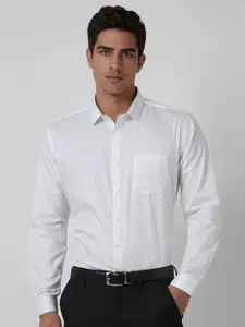 V Dot Men Slim Fit Spread Collar Geometric Printed Cotton Formal Shirt