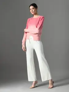 PANKH Women Colourblocked Woollen Round Neck Pullover Sweater