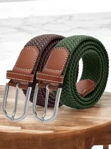 Provogue Men Pack Of 2 Woven Design Belt