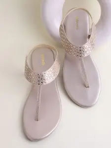 Anouk Women Embellished Ethnic T-Strap Flats