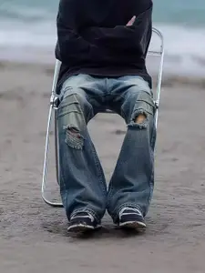 StyleCast x Revolte Men Relaxed Fit Mildly Distressed Heavy Fade Jeans