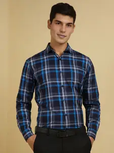 Allen Solly Men Slim Fit Spread Collar Tartan Checked Cotton Formal Shirt