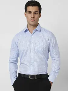 Van Heusen Men Slim Fit Spread Collar Micro Checked Cotton Formal Shirt