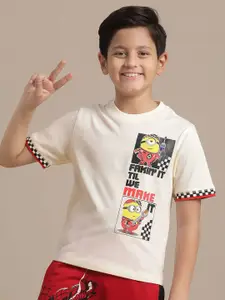 Kids Ville Boys Minions Graphic Printed Round Neck Cotton T-shirt