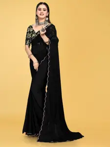 Avirat Designer Studio Solid Embroidered Pure Chiffon Kanjeevaram Saree