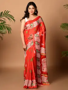 Laa Calcutta Ethnic Motifs Printed Pure Silk Saree