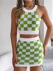StyleCast x Revolte Checked Halter Neck Top With Skirt