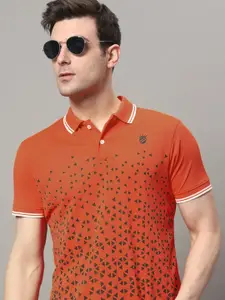 RELANE Men Geometric Printed Polo Collar Cotton T-shirt
