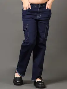 V-Mart Girls Regular Fit Mid-Rise Stretchable Cargo Jeans
