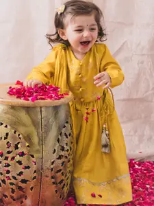 Tiber Taber Noor Girls Woven Design Brocade Ready to Wear Lehenga & Blouse With Dupatta