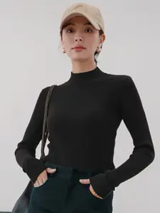 CLAFOUTIS Women High Neck Pullover Sweatshirt