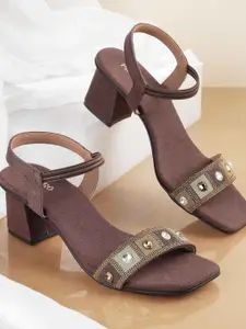 Metro Women Embellished Block Heel Mules