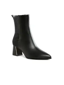 London Rag Women Pointed Toe Block Heeled Chelsea Boots